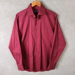 Ted Lapidus Shirt‎ Mens Medium 39-40 Red Button Down Cotton Designer Paris